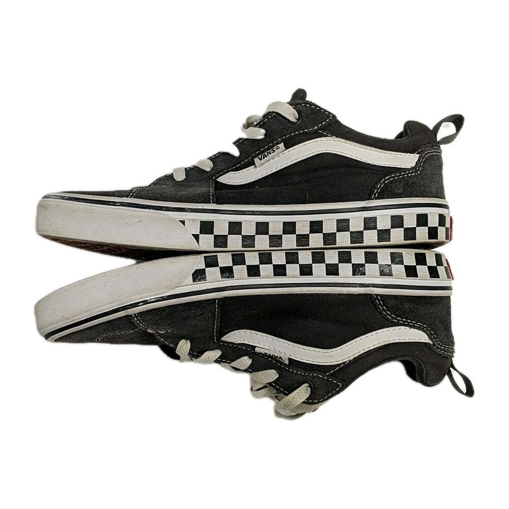 Vans Filmore Checker Sidewall Youth 7 Sneakers Shoes Gray Low Top Sidestripe